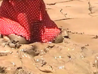 Julie Gets Messy in Mud - Huge Natural 38F Tits Swing in Wet Dirt Outside