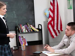 Scarlett Fever's tiny tits tremble as David Loso thrusts his massive cock in doggy style