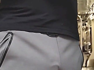 Almost Seen by Subway Passengers When She Touch Stranger's Dick Through Pants