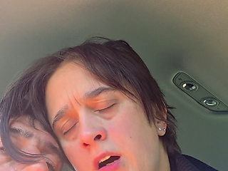 Mature sucking cock in the car
