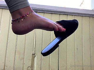 Slutty girl foot fetish with masturbation
