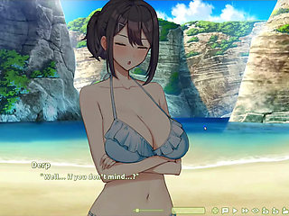 Hentai Game - Summer Clover - The Dedicated Office Lady Gets Lewd on the Beach - Handjob and Deepthroat