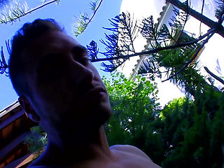 Busty blonde babe pounded by the pool