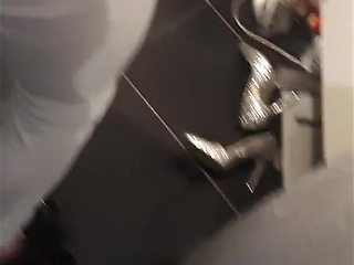 Desperate Pee in White Jeans and Higheel