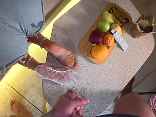 Foot Massage Turns Into Footjob with Jelly Sandals - Gopro Ego View