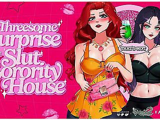 Threesome Surprise At The Slut Sorority House! Audio Porn Snakey X Audioharlot Cum Sharing