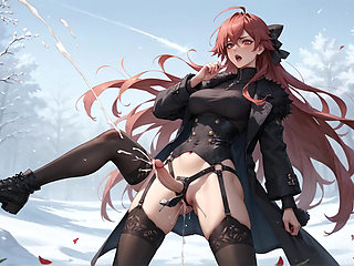 Snowy Rose & Cum-splattered Surrender: MILF's Dildo Feast in Winter