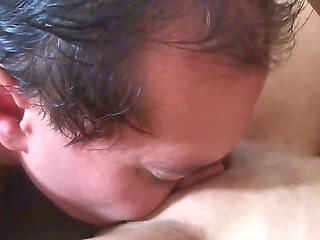 Fat Boy Licks a Teenager's Pussy
