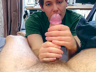 He Rubs My Huge Uncut Cock Until I Shoot