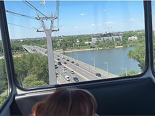 Sally Dinosaur And Verified Amateurs In Risky Public Cable Car Blowjob The Sky