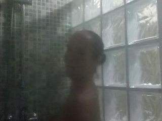 Playing in the very hot shower