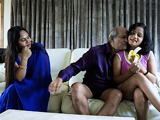Old Father-in-Law Hardcore Threesome with 2 Step Daughters Aksha and Aaka - Indian Desi Homemade Sex