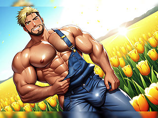 Hot Hunks Teasing Outdoors Made with Ai