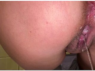 The Girl Has A Hairy Pussy With Juicy And Is Peeing Again At Work