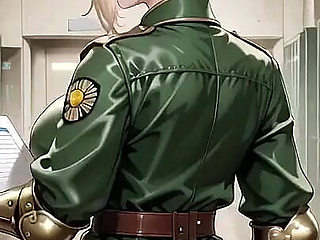Blonde Knight's Afternoon! Green Uniform Golden Mechanical Arms, Lazily Contemplating in Ancient Stone Ruins.