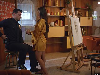 Asian temptress in lacy lingerie seduces Ryan Driller for a steamy night of passion