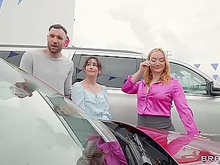 Sneaky Car Dealership Threesome - Alex Legend, Emma Magnolia And Alexa Payne