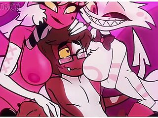 Angel X Oc X Verosika Ffm Orgy Bitch Mommy Hazbin Hotel Helluva Boss Femboy Trap With Car Toon