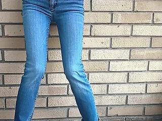 Intense anal toy control made teacher squirt in tight jeans fully soaking them