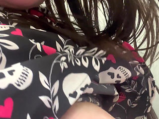 Naughty nurse squirts in public bathroom on break