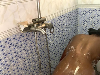 Hot Ebony Babe Bathroom Tease Curvy Natural Beauty