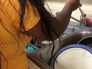 Big ass ebony slut gets fucked in the kitchen