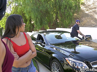 Cyrus fucks his friend's Stepsister and her friend