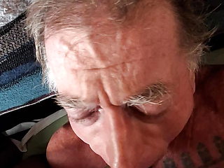 Swallowing my BF cock deep down my throat.