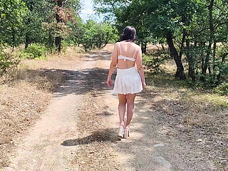 Slave Tih Is Punished to Show His Naked Pussy on the Highway