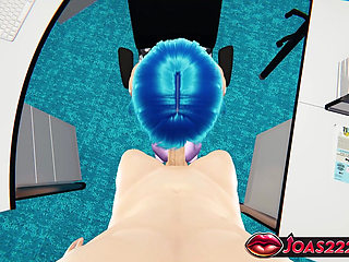 Office Slut Elisa in 3D Animation - Handjob Stroking for Big Dick, Sloppy Blowjob with Moans and Footjob Fetish