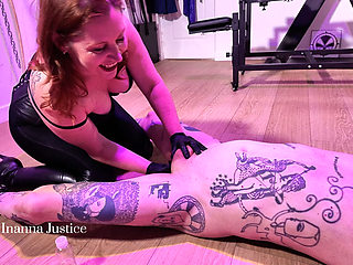 Inanna Justice Administers Anal Penetration with Black Gloves While Facesitting - Tattooed Slave Domination Part 2