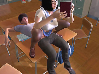 Asian Girl Studying on top of her friend : 3D Hentai