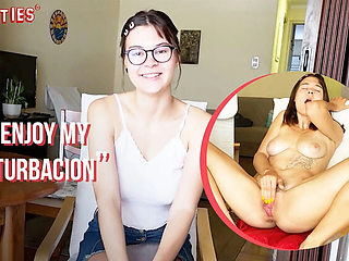 German Amateur Maiden Solo Masturbation - Cute Brunette Shows Her Big Natural Tits & Pussy