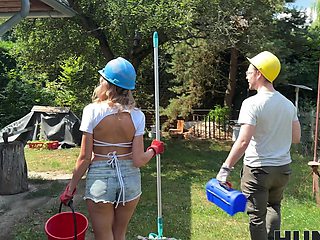 Blonde Fanta Sie enjoys outdoor sex with her boyfriend