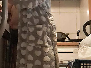wife in panties cooking