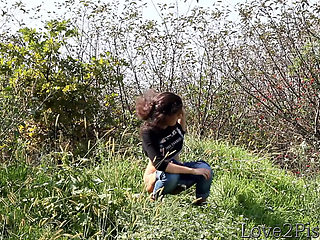 Peeing on top of a hill