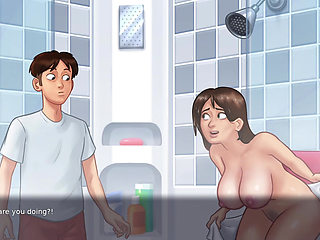 Stepson shower with MILF Stepmom Debbie and had kinky session (Summertime Saga)