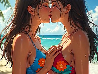AI Anime Hentai Uncensored, Uncensored video of Lesbian MILF Kissing, 3D Hentai Gangbang Cartoon on closeup by Kiidzy Animates