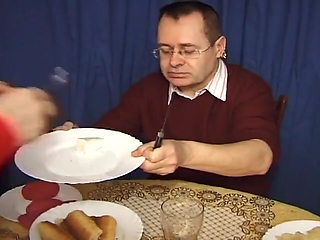 French Granny Got to Suck Cock at Dinner