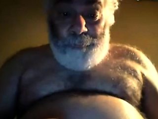 Hairy NY Bear Strokes on Webcam