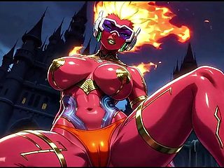 Fire element demon sexy pose Ai animation