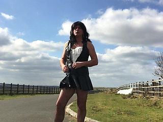 Dianna exposing outdoors