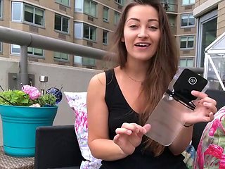 A funny young adult dame with lengthy brown hair