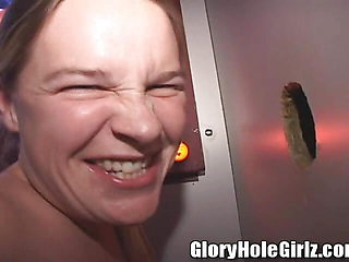 Horny Cock Suck Blonde Eats Sperm Glory Hole Whore Happy Black Cock!