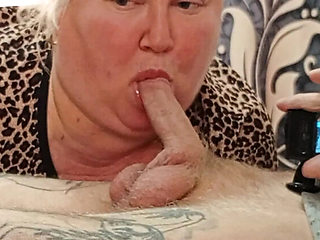 Mature BBW Mom Deep Throat Blowjob and Swallowed Cum