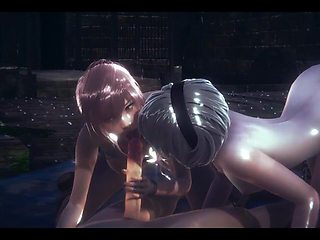 Nier Automata Hentai - 2b Sex Under the Rain - Japanese Asian Manga Anime Film Game Porn