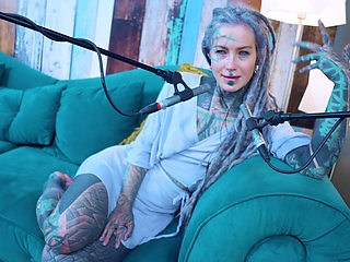 I talk about M - Music - ASMR podcast SFW talking goth skinny girl dreadlocks tattoo model inked girl