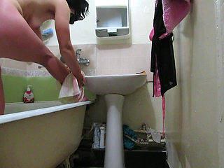 Beautiful Lady in the Bathroom. with Conversations in Russian