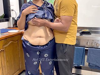 Sensual kitchen play with Indian couple - Boobs, ass, and navel caressed, hot romance