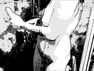 Cartoon  girl with dildo in shower...